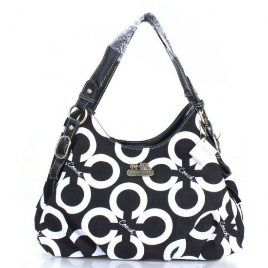 Coach Fashion Signature Medium Black Shoulder Bags ERH - Click Image to Close